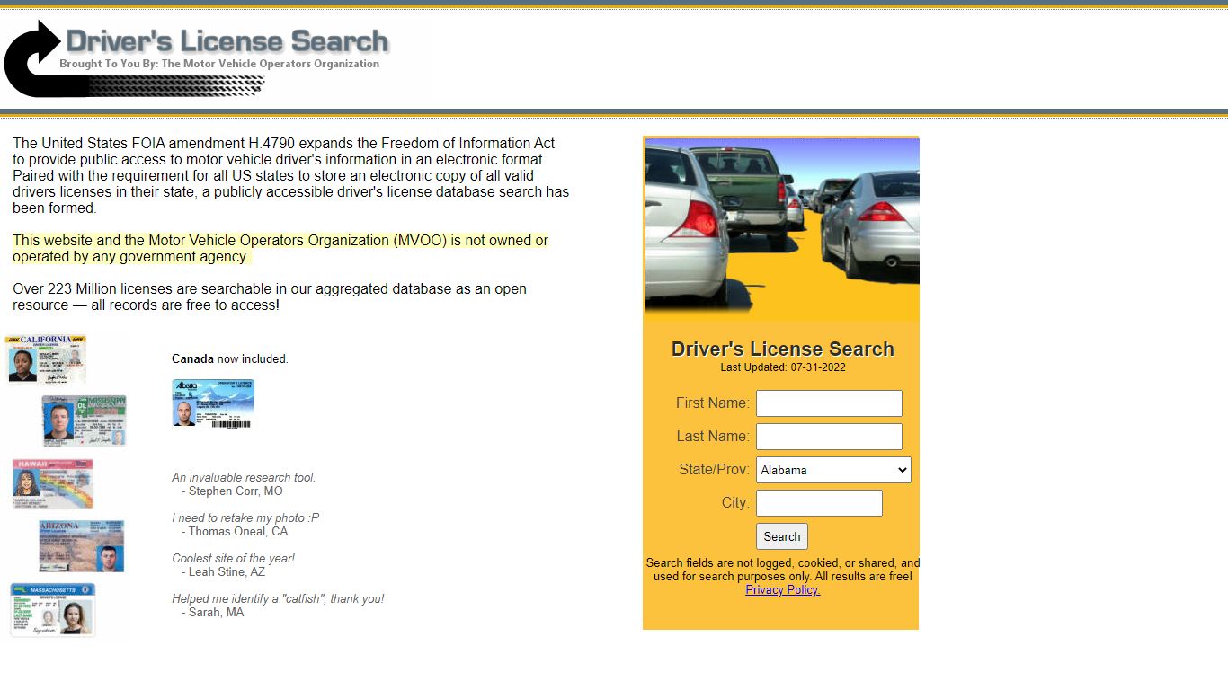 Drivers License Lookup - National Motor Vehicle License Search